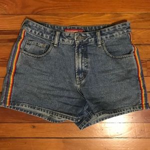 Vintage rainbow high wasted mom denim shorts